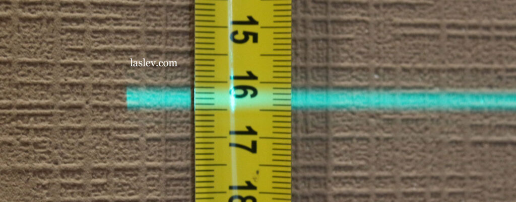 The thickness of the laser line at a distance of 10 meter.