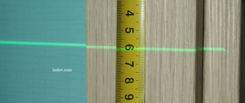 The thickness of the laser line at a distance of 5 meter.