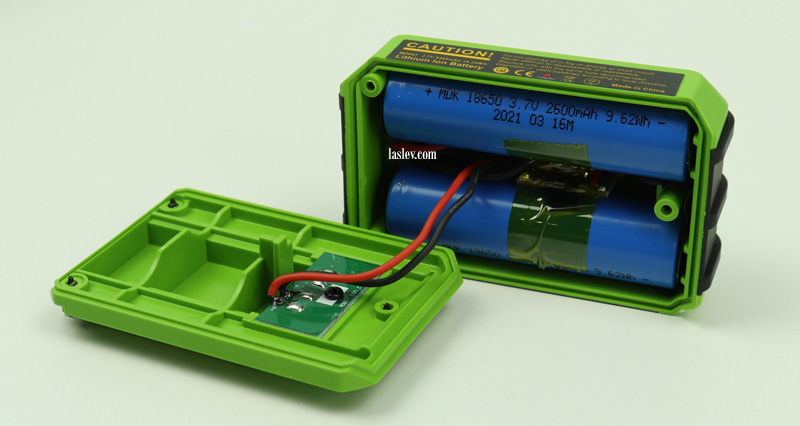 Disassembled battery from Huepar LS04CG laser level