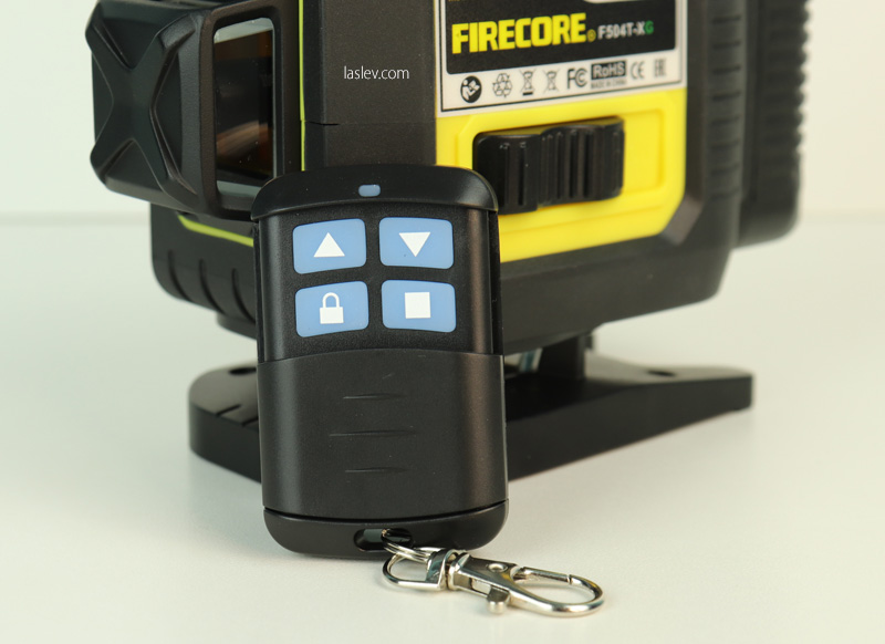 The remote control for the Firecore F504T-XG laser level.