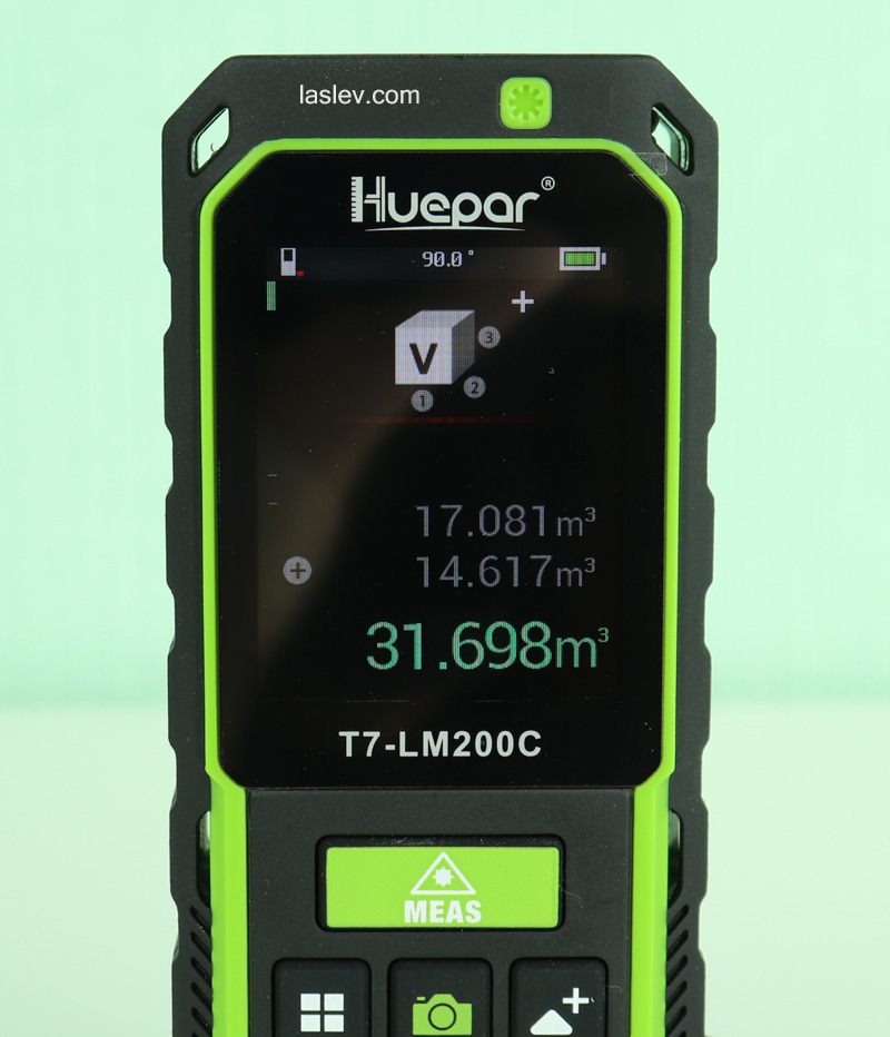 The Huepar T7-LM200C laser distance meter adds up several different volumes.