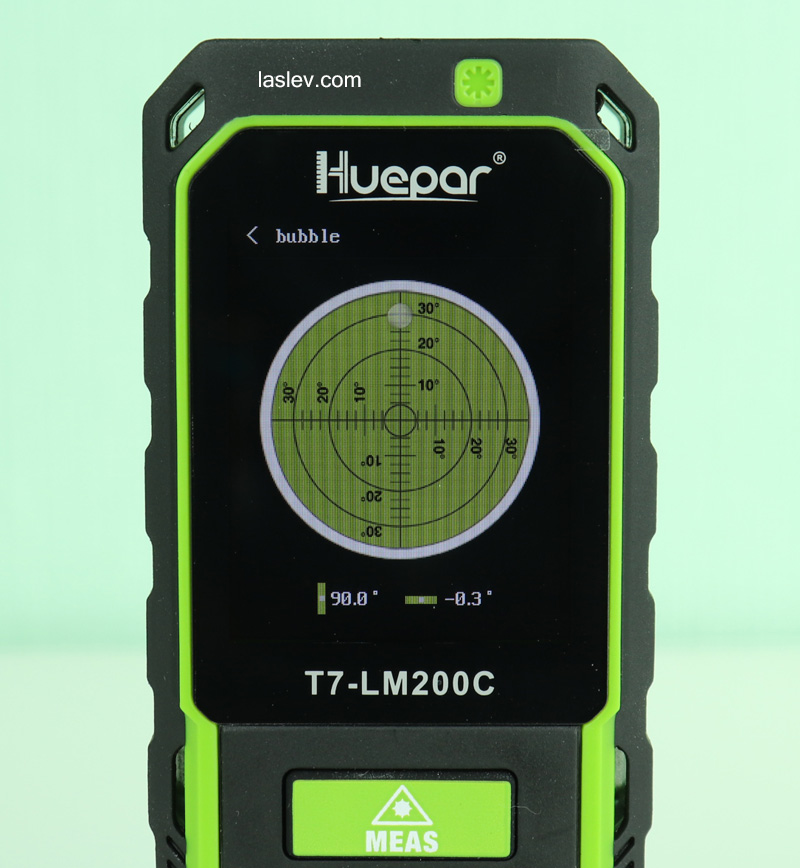 Separate digital dual-axis bubble level on the Huepar T7-LM200C laser distance meter.