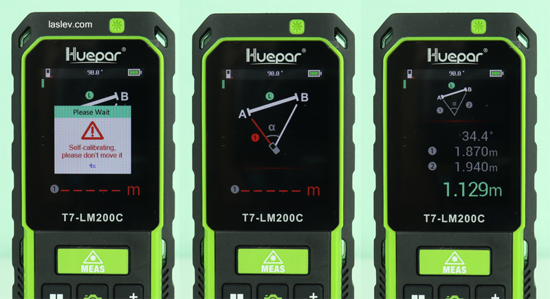 The distance between two points (P2P) calculation function of the Huepar T7-LM200C laser rangefinder.