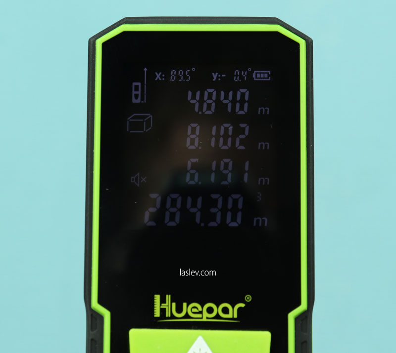 The Huepar S60 laser rangefinder has a volume addition function on the screen.